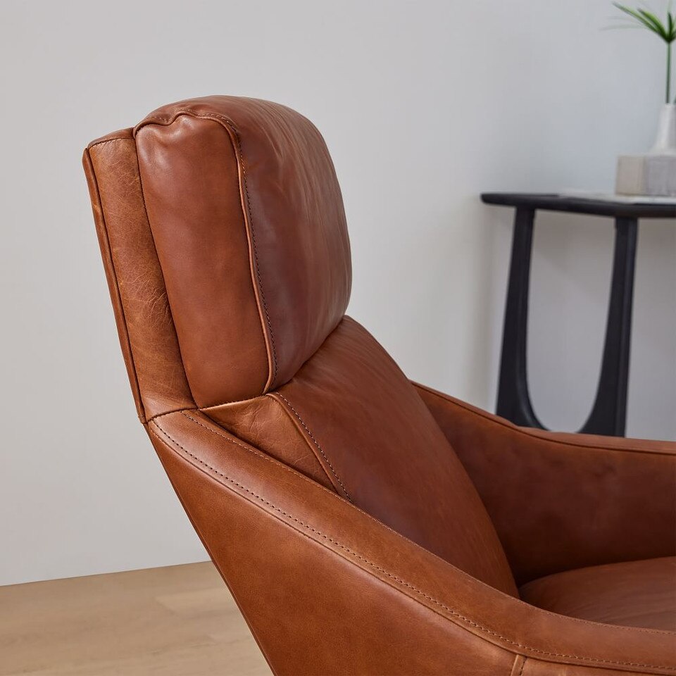 Austin Leather Swivel Armchair West Elm UK